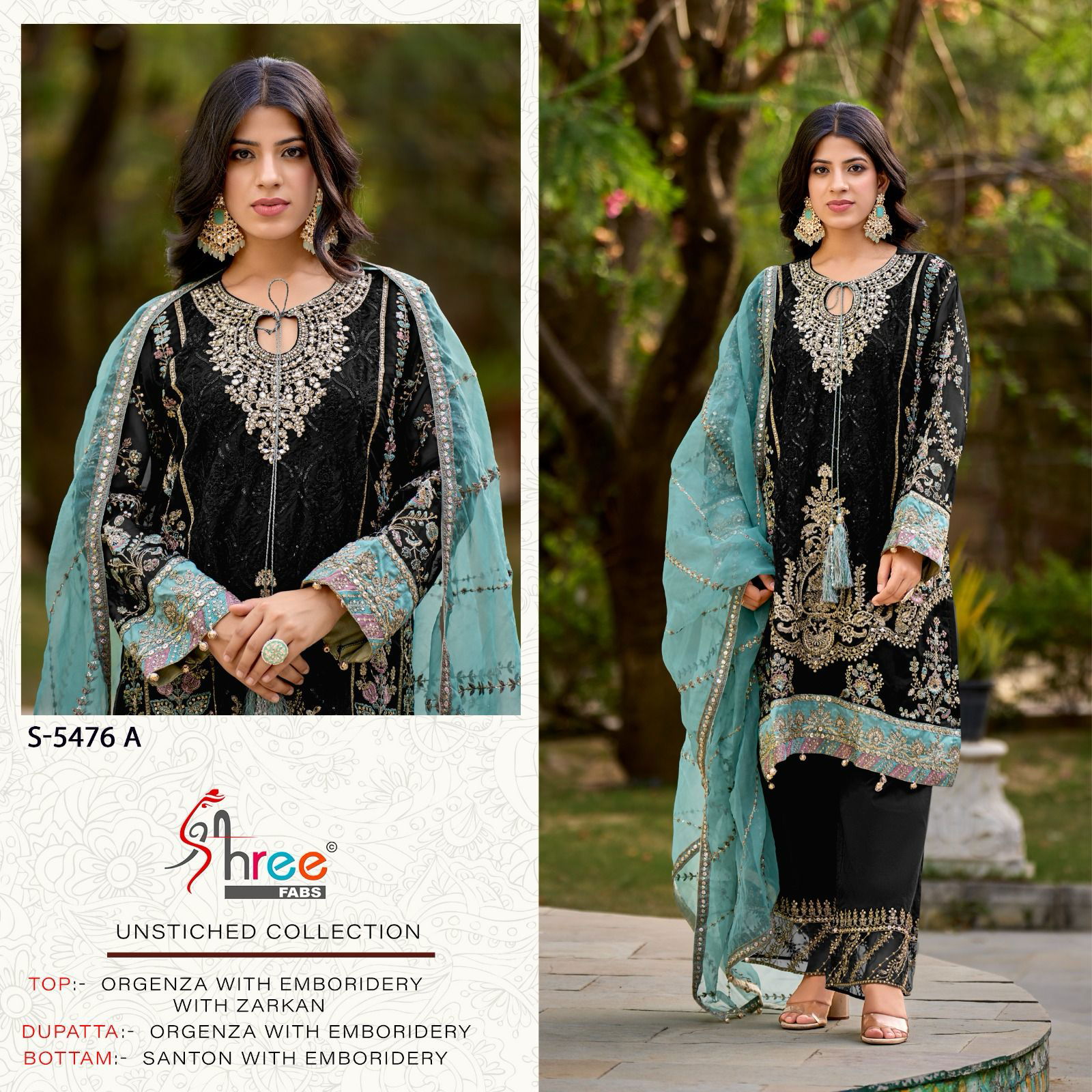 S 5476 By Shree Fabs Organza Pakistani Salwar Suits Wholesalers In Delhi